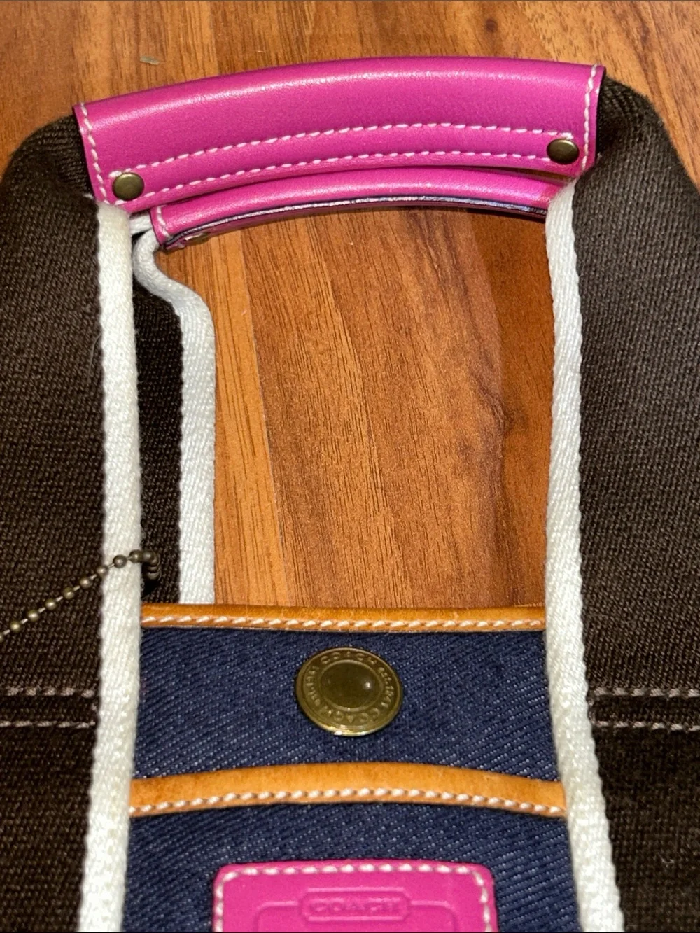 Coach Mini Hampton Denim Tote with Pink Accents